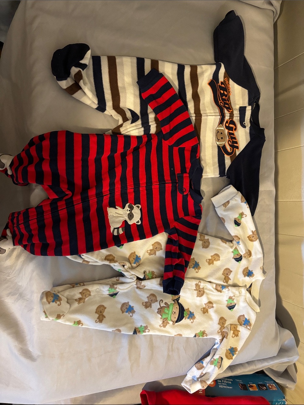 Carter's Red & Navy Striped and Animal Print Footed Sleepers - 3-Pack